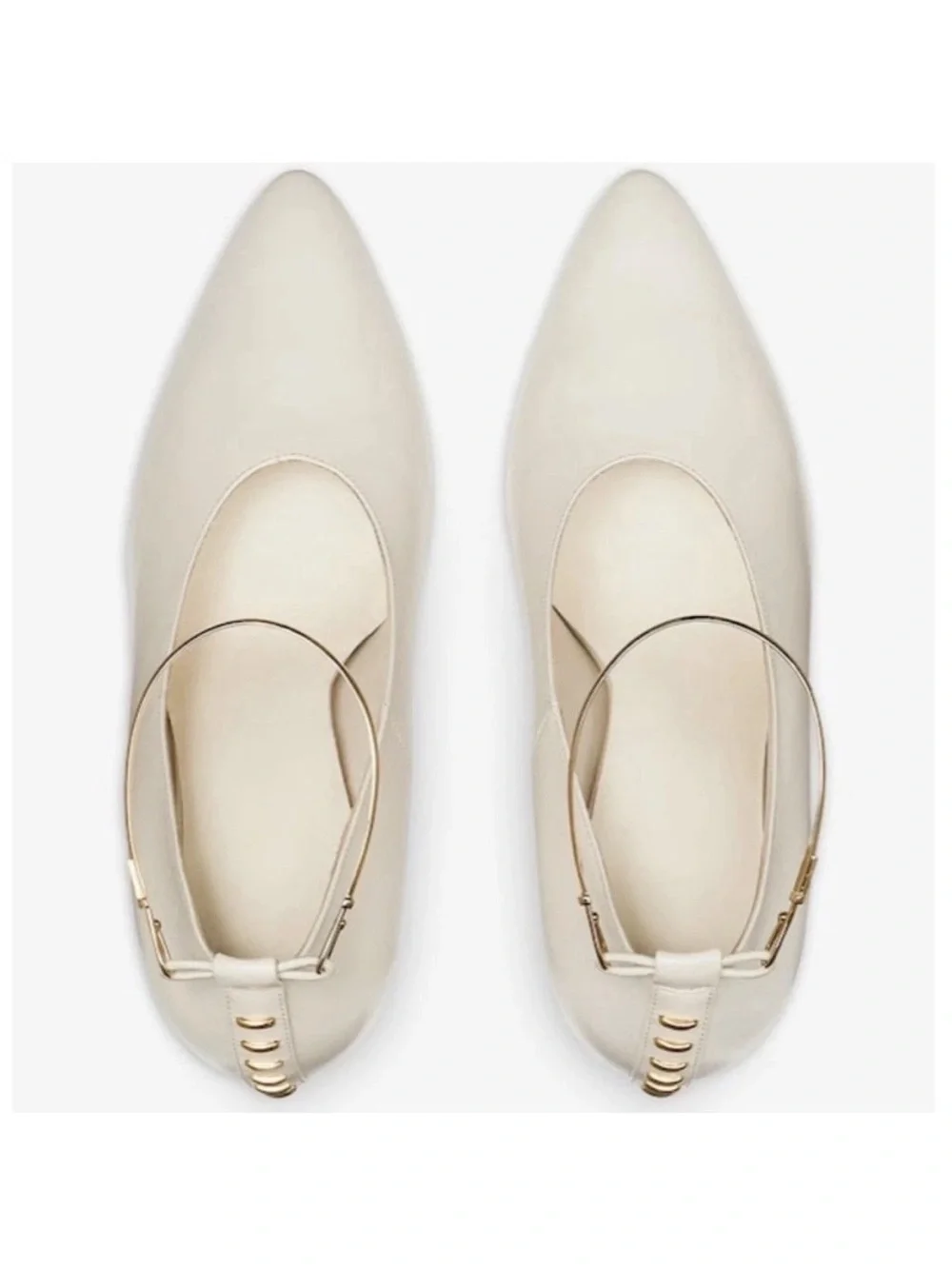Fendi beige leather pumps with gold ankle straps and studs *New in box*
